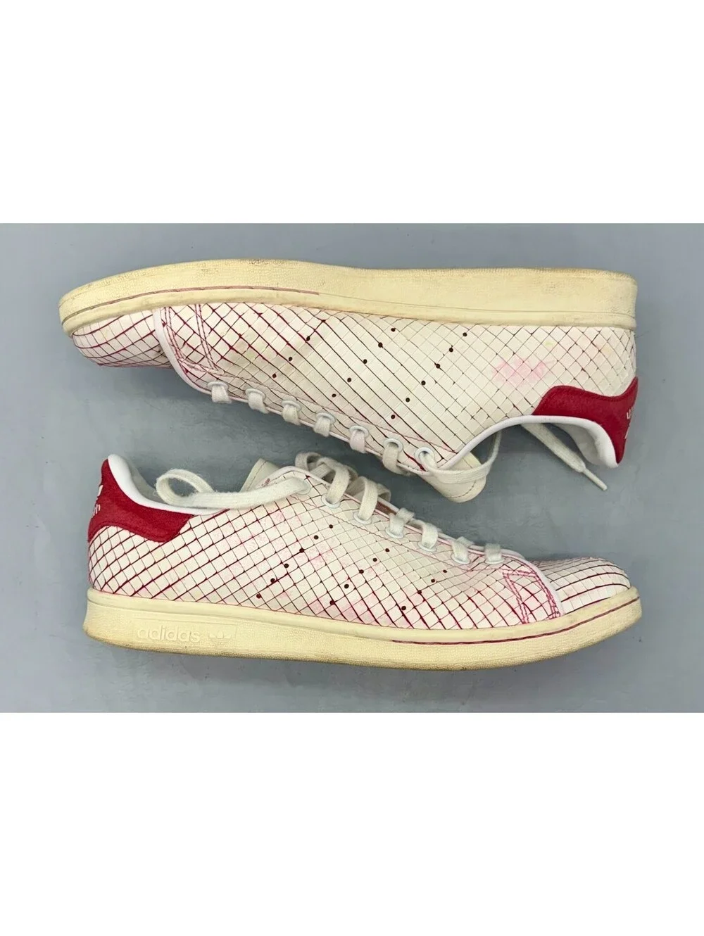 adidas Stan Smith Sliced Leather  White with Red Size  11 Nice Hard to Find